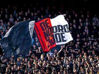 Supporters of Feyenoord Rotterdam attend the match between Feyenoord and Twente at the Feyenoord stadium De Kuip for the Dutch Eredivisie se...