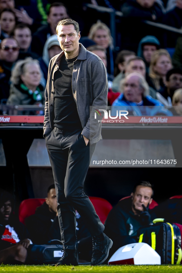 Feyenoord Rotterdam trainer Brian Priske is present during the match between Feyenoord and Twente at the Feyenoord stadium De Kuip for the D...