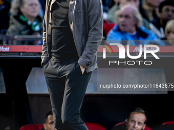 Feyenoord Rotterdam trainer Brian Priske is present during the match between Feyenoord and Twente at the Feyenoord stadium De Kuip for the D...