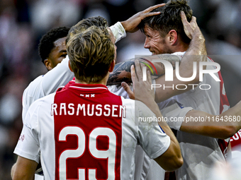 AFC Ajax Amsterdam forward Wout Weghorst celebrates the 2-1 goal during the match between Ajax and Groningen at the Johan Cruijff ArenA for...