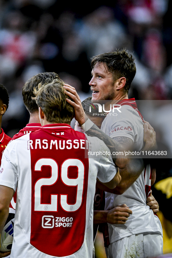 AFC Ajax Amsterdam forward Christian Rasmussen celebrates the 2-1 goal during the match between Ajax and Groningen at the Johan Cruijff Aren...