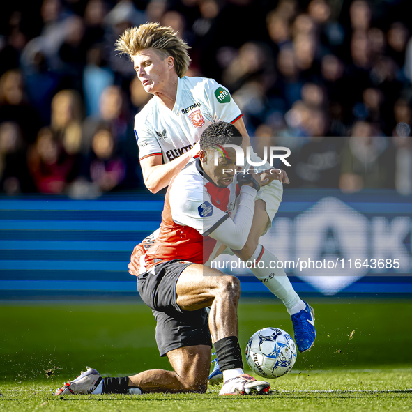 FC Twente midfielder Sem Steijn and Feyenoord Rotterdam midfielder Quinten Timber play during the match between Feyenoord and Twente at the...