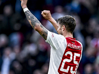 AFC Ajax Amsterdam forward Wout Weghorst celebrates the 2-1 goal during the match between Ajax and Groningen at the Johan Cruijff ArenA for...