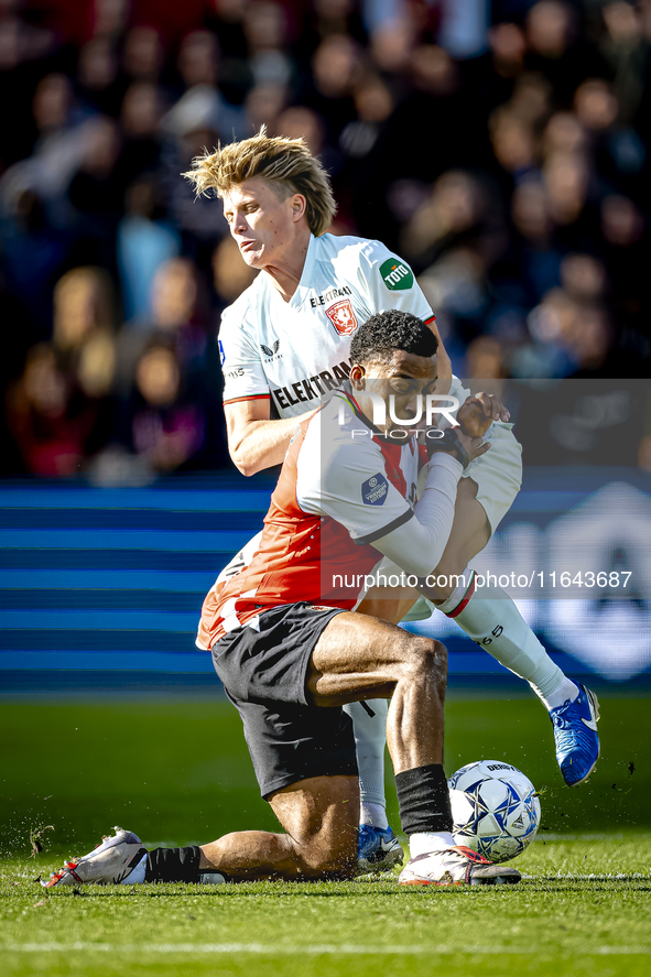 FC Twente midfielder Sem Steijn and Feyenoord Rotterdam midfielder Quinten Timber play during the match between Feyenoord and Twente at the...