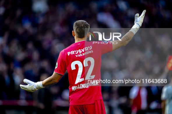 Feyenoord Rotterdam goalkeeper Timon Wellenreuther plays during the match between Feyenoord and Twente at the Feyenoord stadium De Kuip for...