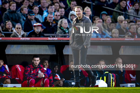 Feyenoord Rotterdam trainer Brian Priske is present during the match between Feyenoord and Twente at the Feyenoord stadium De Kuip for the D...