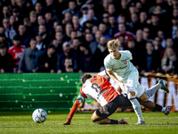 Feyenoord Rotterdam midfielder Quinten Timber and FC Twente defender Max Bruns play during the match between Feyenoord and Twente at the Fey...