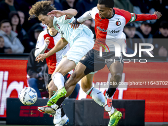 FC Twente forward Sam Lammers and Feyenoord Rotterdam midfielder Quinten Timber play during the match between Feyenoord and Twente at the Fe...