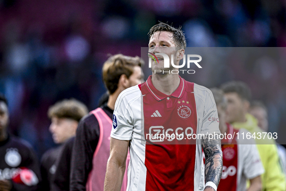 AFC Ajax Amsterdam forward Wout Weghorst plays during the match between Ajax and Groningen at the Johan Cruijff ArenA for the Dutch Eredivis...