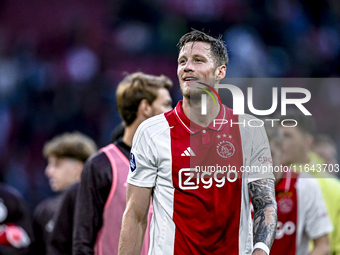 AFC Ajax Amsterdam forward Wout Weghorst plays during the match between Ajax and Groningen at the Johan Cruijff ArenA for the Dutch Eredivis...