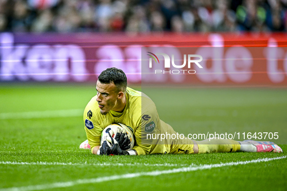 FC Groningen goalkeeper Etienne Vaessen participates in the match between Ajax and Groningen at the Johan Cruijff ArenA for the Dutch Erediv...