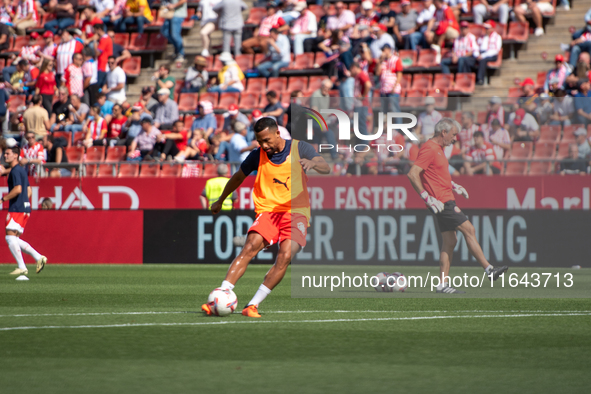 Players are in action during the LaLiga EA Sports match between Girona FC and Athletic Club de Bilbao at Montilivi Stadium in Girona, Spain,...