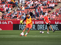 Players are in action during the LaLiga EA Sports match between Girona FC and Athletic Club de Bilbao at Montilivi Stadium in Girona, Spain,...