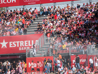 Girona FC fans attend the LaLiga EA Sports match between Girona FC and Athletic Club de Bilbao at Montilivi Stadium in Girona, Spain, on Oct...