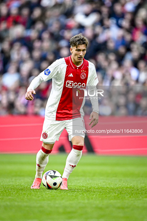 AFC Ajax Amsterdam forward Mika Godts plays during the match between Ajax and Groningen at the Johan Cruijff ArenA for the Dutch Eredivisie...