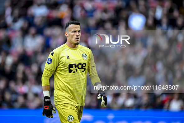 FC Groningen goalkeeper Etienne Vaessen participates in the match between Ajax and Groningen at the Johan Cruijff ArenA for the Dutch Erediv...