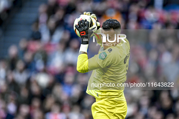 FC Groningen goalkeeper Etienne Vaessen participates in the match between Ajax and Groningen at the Johan Cruijff ArenA for the Dutch Erediv...