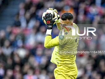 FC Groningen goalkeeper Etienne Vaessen participates in the match between Ajax and Groningen at the Johan Cruijff ArenA for the Dutch Erediv...