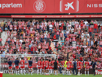 Girona players celebrate victory with their supporters at the end of the match between Girona FC and Athletic Club, corresponding to week 9...