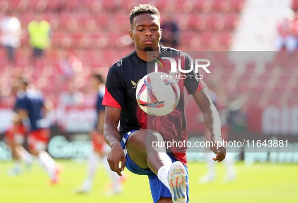 Alvaro Djalo plays during the match between Girona FC and Athletic Club, corresponding to week 9 of LaLiga EA Sport, at the Montilivi Stadiu...