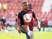 Alvaro Djalo plays during the match between Girona FC and Athletic Club, corresponding to week 9 of LaLiga EA Sport, at the Montilivi Stadiu...