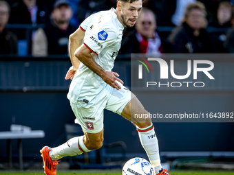 FC Twente forward Mitchell van Bergen plays during the match between Feyenoord and Twente at the Feyenoord stadium De Kuip for the Dutch Ere...