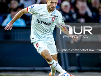 FC Twente forward Mitchell van Bergen plays during the match between Feyenoord and Twente at the Feyenoord stadium De Kuip for the Dutch Ere...