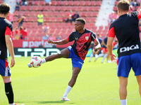 Alvaro Djalo plays during the match between Girona FC and Athletic Club, corresponding to week 9 of LaLiga EA Sport, at the Montilivi Stadiu...