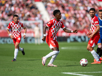 Yaser Asprilla of Girona FC is in action during the LaLiga EA Sports match between Girona FC and Athletic Club de Bilbao at Montilivi Stadiu...