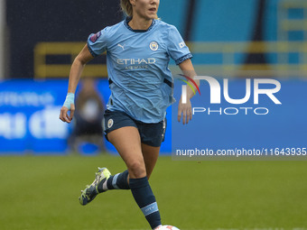 Laia Aleixandri #4 of Manchester City W.F.C. participates in the Barclays FA Women's Super League match between Manchester City and West Ham...