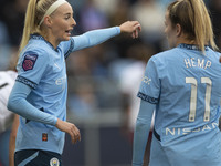 Chloe Kelly #9 of Manchester City W.F.C. gesticulates during the Barclays FA Women's Super League match between Manchester City and West Ham...