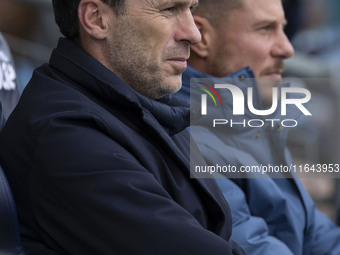 Manchester City W.F.C. manager Gareth Taylor is present during the Barclays FA Women's Super League match between Manchester City and West H...