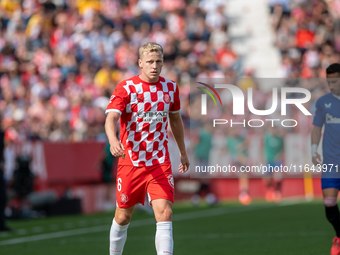 Players are in action during the LaLiga EA Sports match between Girona FC and Athletic Club de Bilbao at Montilivi Stadium in Girona, Spain,...