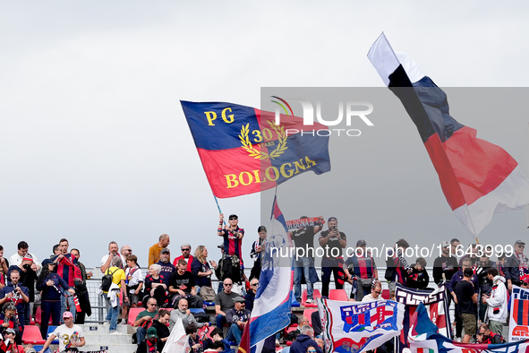 Supporters of Bologna during the Serie A Enilive match between Bologna FC and Parma Calcio 1903 at Stadio Renato Dall'Ara on October 06, 202...