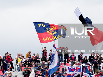 Supporters of Bologna during the Serie A Enilive match between Bologna FC and Parma Calcio 1903 at Stadio Renato Dall'Ara on October 06, 202...