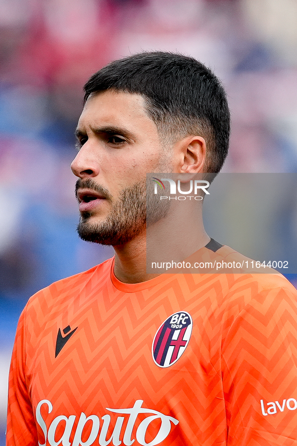 Federico Ravaglia of Bologna FC looks on during the Serie A Enilive match between Bologna FC and Parma Calcio 1903 at Stadio Renato Dall'Ara...