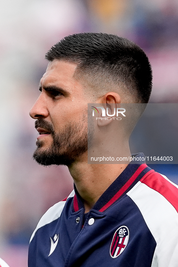 Martin Erlic of Bologna FC looks on during the Serie A Enilive match between Bologna FC and Parma Calcio 1903 at Stadio Renato Dall'Ara on O...