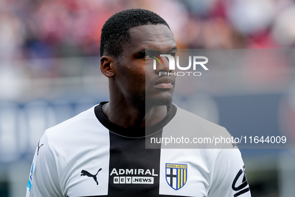 Ange-Yoan Bonny of Parma Calcio 1903 looks on during the Serie A Enilive match between Bologna FC and Parma Calcio 1903 at Stadio Renato Dal...