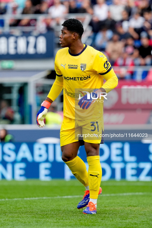 Zion Suzuki of Parma Calcio 1903 looks on during the Serie A Enilive match between Bologna FC and Parma Calcio 1903 at Stadio Renato Dall'Ar...