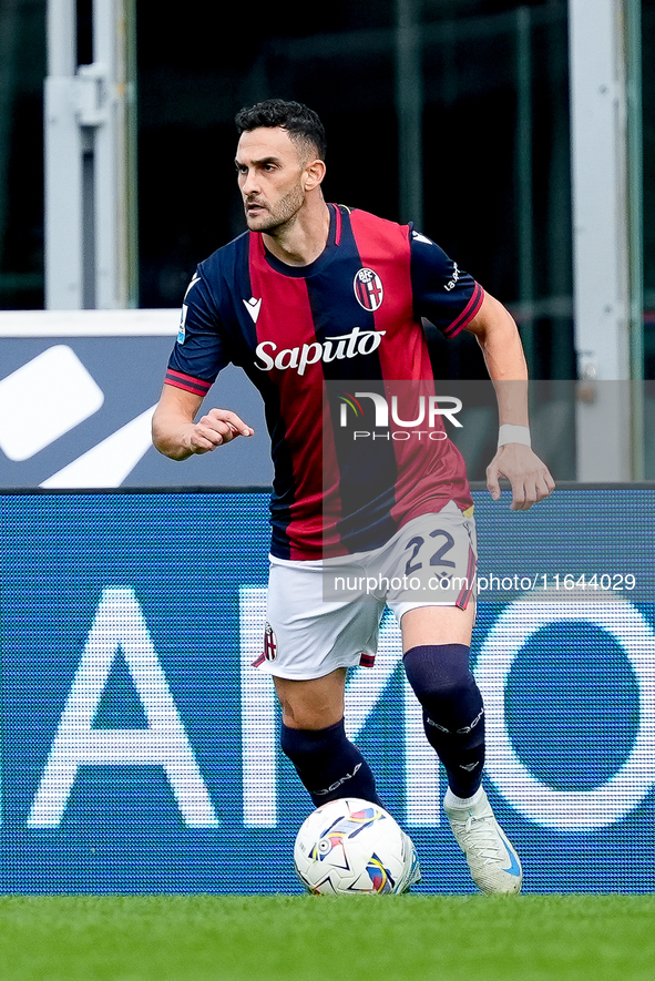 Charalampos Lykogiannis of Bologna FC during the Serie A Enilive match between Bologna FC and Parma Calcio 1903 at Stadio Renato Dall'Ara on...