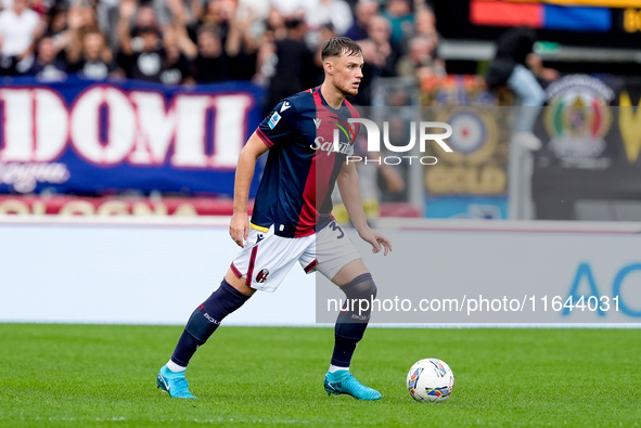 Sam Beukema of Bologna FC during the Serie A Enilive match between Bologna FC and Parma Calcio 1903 at Stadio Renato Dall'Ara on October 06,...