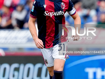 Sam Beukema of Bologna FC during the Serie A Enilive match between Bologna FC and Parma Calcio 1903 at Stadio Renato Dall'Ara on October 06,...