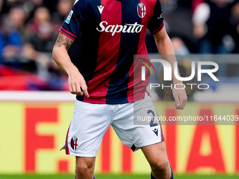 Emil Holm of Bologna FC during the Serie A Enilive match between Bologna FC and Parma Calcio 1903 at Stadio Renato Dall'Ara on October 06, 2...