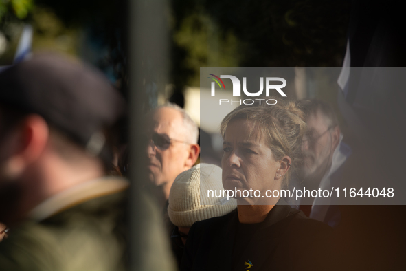 Mona Neubaur, NRW Minister of Economy, takes part in a walk as hundreds of people participate in the ''bring them home'' march to mark the f...