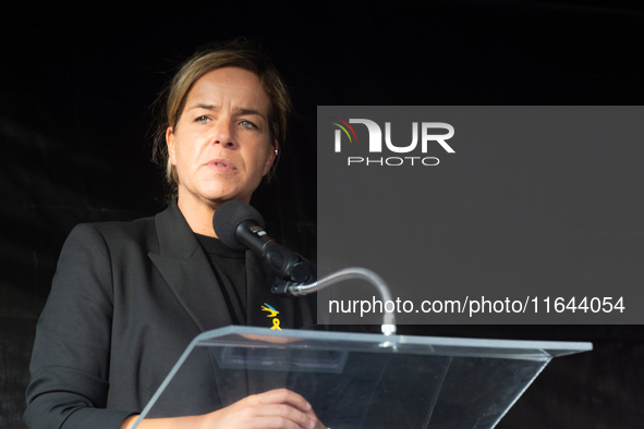 Mona Neubaur, NRW Minister of Economy, takes part in a walk as hundreds of people participate in the ''bring them home'' march to mark the f...