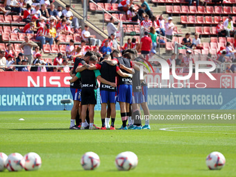 Athletic Club players participate in the match between Girona FC and Athletic Club, corresponding to week 9 of LaLiga EA Sport, at the Monti...