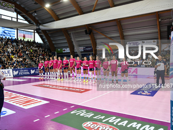 A general view of the Italian women's Serie A1 Volleyball championship: Day 1 match between Reale Mutua Fenera Chieri '76 and Igor Gorgonzol...