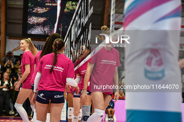 A general view of the Italian women's Serie A1 Volleyball championship: Day 1 match between Reale Mutua Fenera Chieri '76 and Igor Gorgonzol...