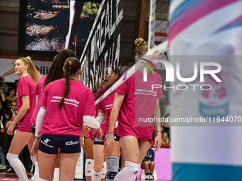 A general view of the Italian women's Serie A1 Volleyball championship: Day 1 match between Reale Mutua Fenera Chieri '76 and Igor Gorgonzol...