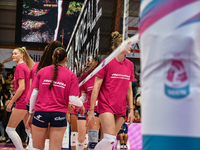 A general view of the Italian women's Serie A1 Volleyball championship: Day 1 match between Reale Mutua Fenera Chieri '76 and Igor Gorgonzol...